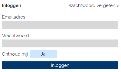 Schermafdruk van het scherm om in te loggen, met de optie om lang ingelogd te blijven aangeduidt met 